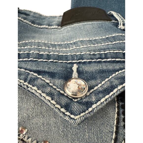 True Luck Y2K Flare Jeans 7/8 Star Embroidery 27x29.5 Low Rise Denim - Picture 6 of 8